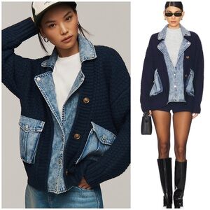 Blank NYC Navy and Denim Cardigan